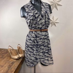 forever 21 faux wrap print blue dress small